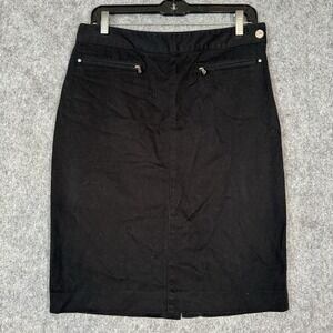 Lauren Ralph Lauren Pencil Skirt Womens 6 Black Sailor Pockets Stretch Career